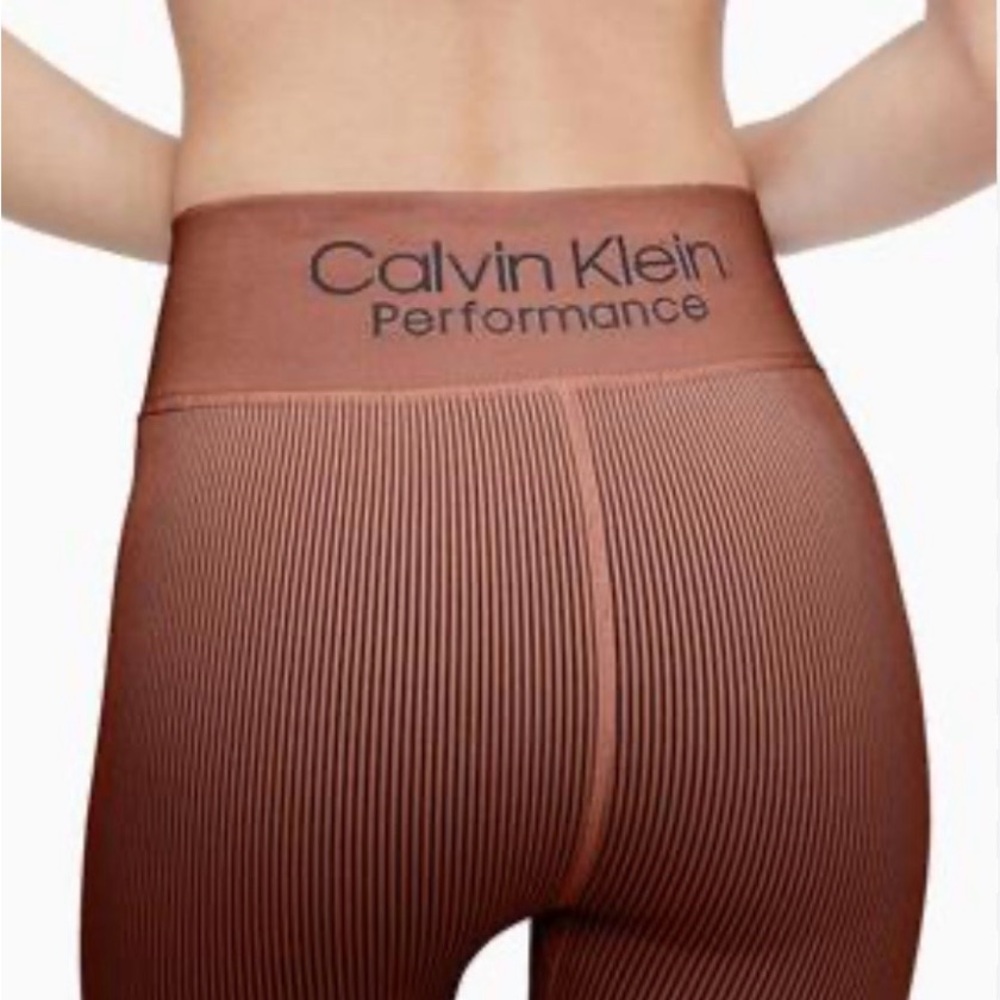 NWT Calvin Klein Performance Ribbed Rust Orange Leggings